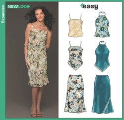 6437 NEW LOOK  HALTER/ STRAPPY TIE TOPS, BIAS SKIRT PATTERN 6-16 UNCUT